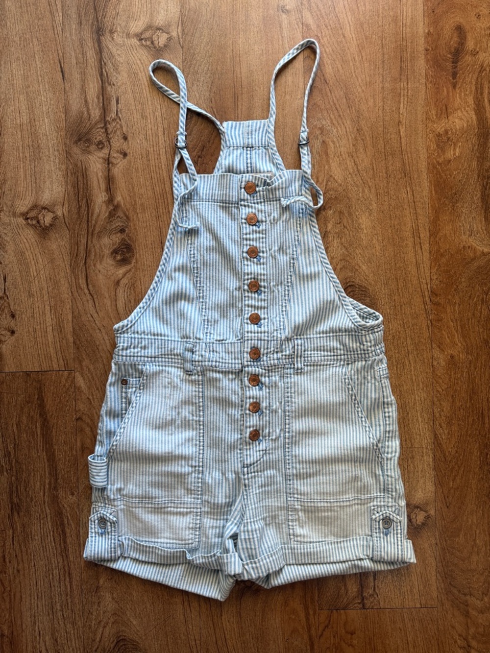 Anthropologie Pilcro Railroad Stripe Overalls Romper - Picture 2 of 6